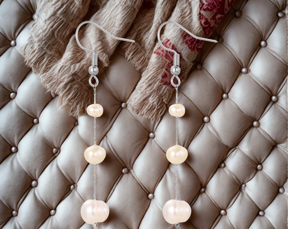 Freshwater Drop Pearl Earrings - Sterling Silver