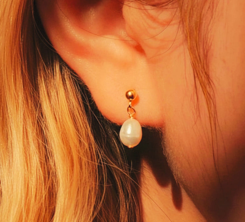 Short Freshwater Pearl Drop Earrings