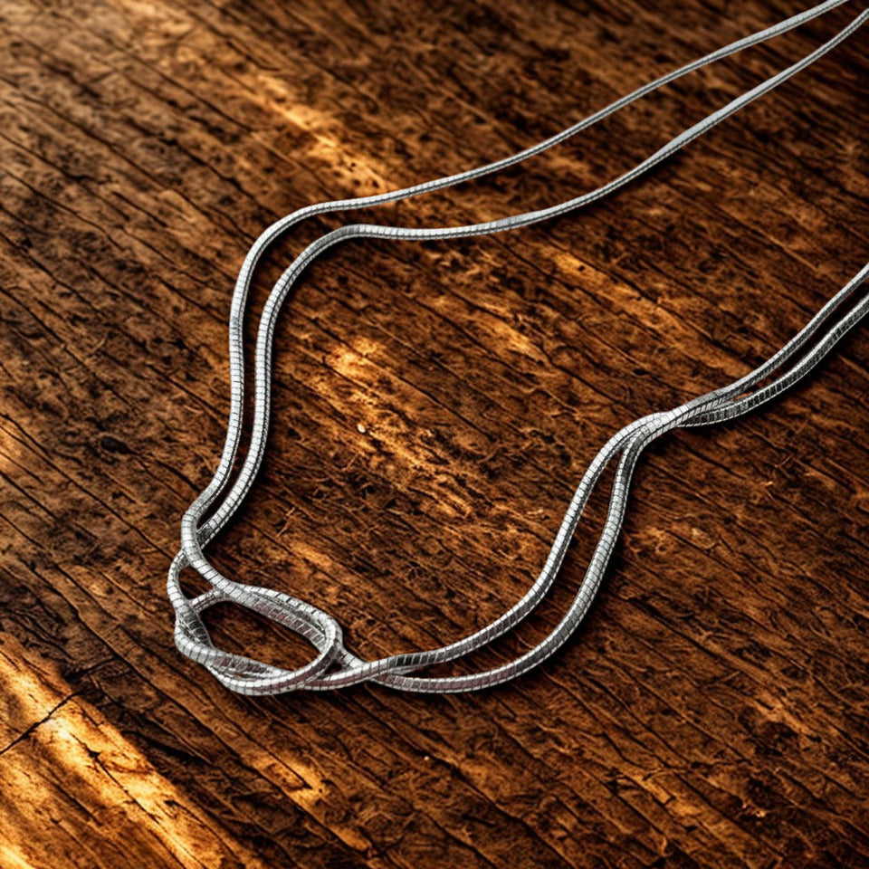 Schlangenkette mit Knoten - Silber