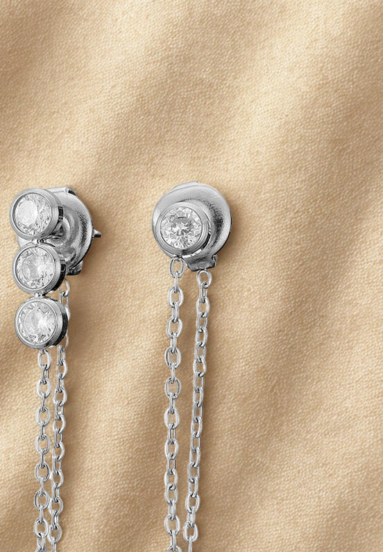 Zirconia Stud Earrings - Gold or Silver