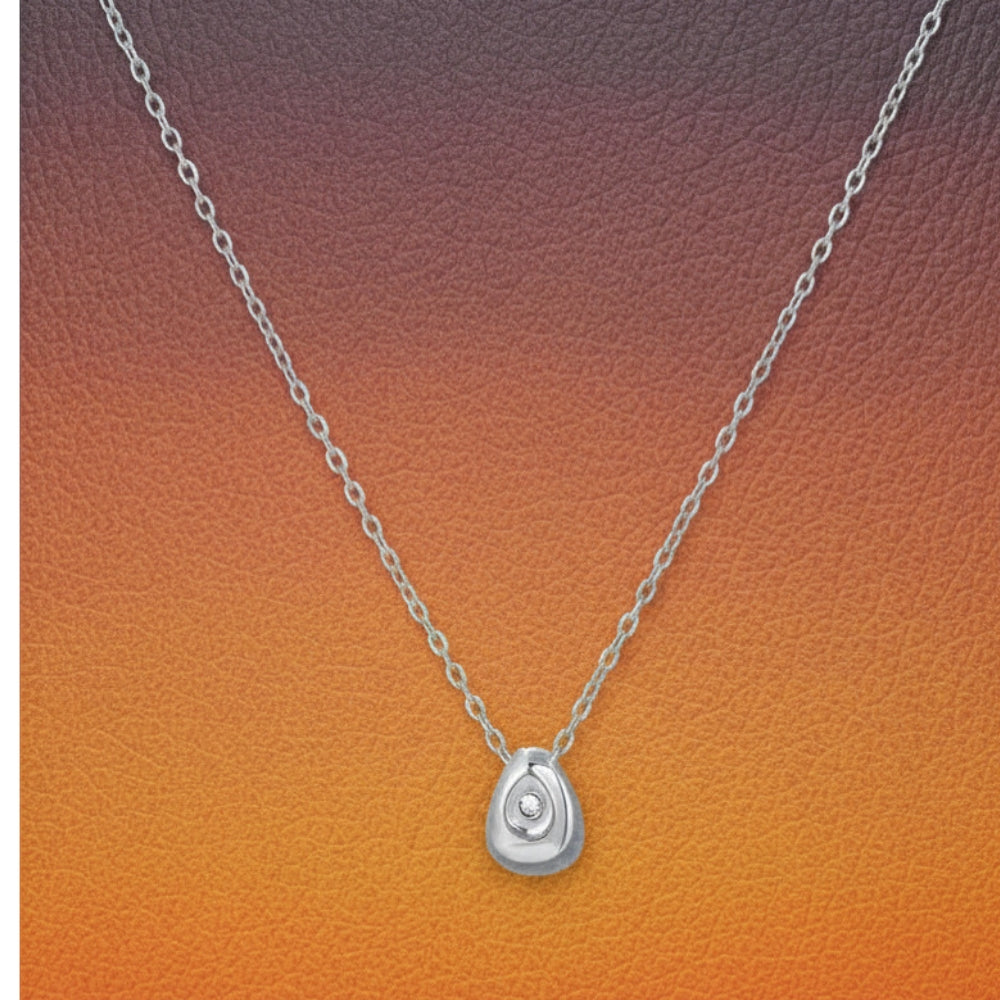 Water Drop Zirconia Necklace - Silver