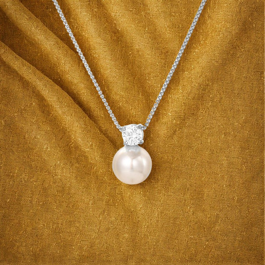Pearl Classic Zirconia Necklace - Silver