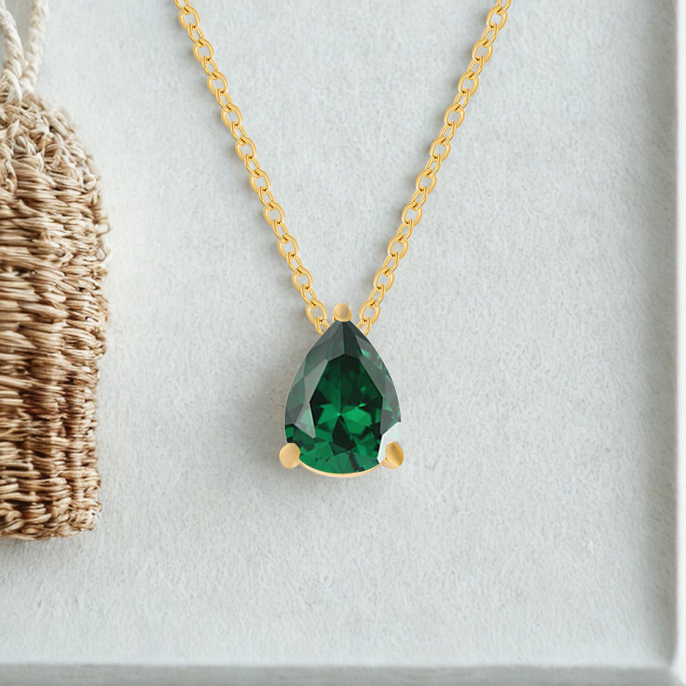 Crystal Teardrop Necklace - Gold - Multi-Coloured Birth Stones