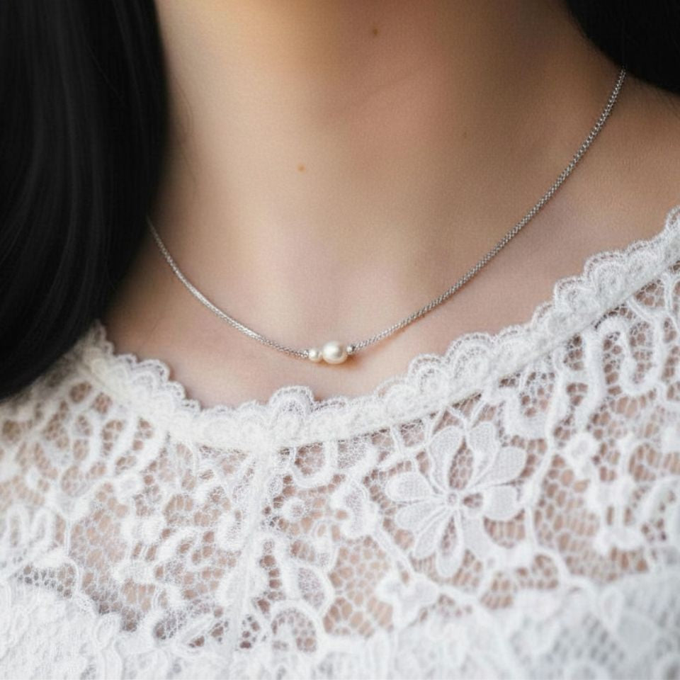 Freshwater Pearl Necklace - Silver