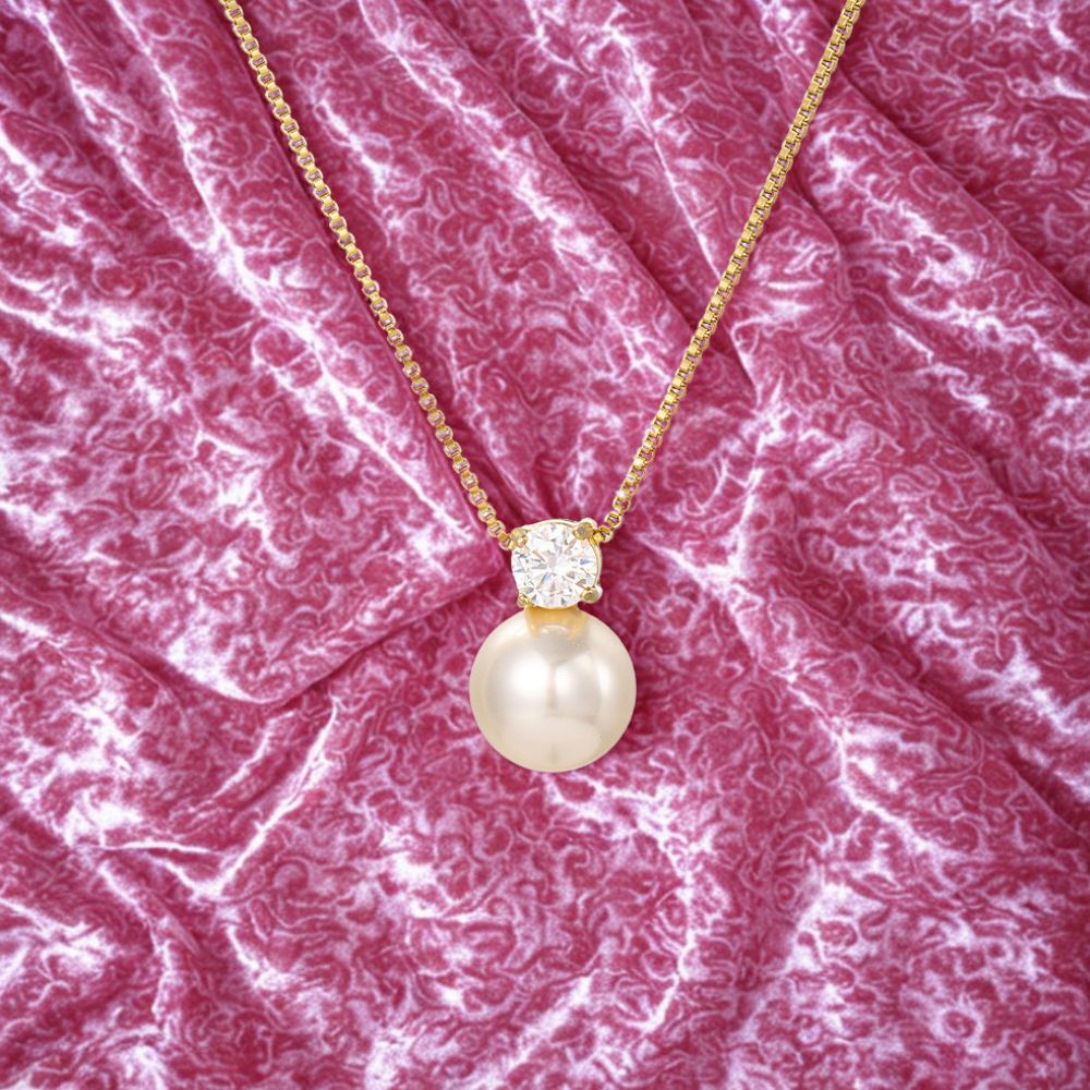 Pearl Classic Zirconia Necklace - Gold