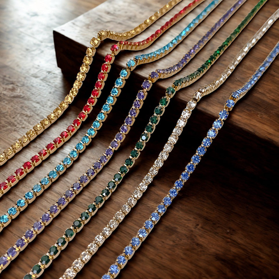 Rhinestone Crystal Birthstone Necklace - Gold