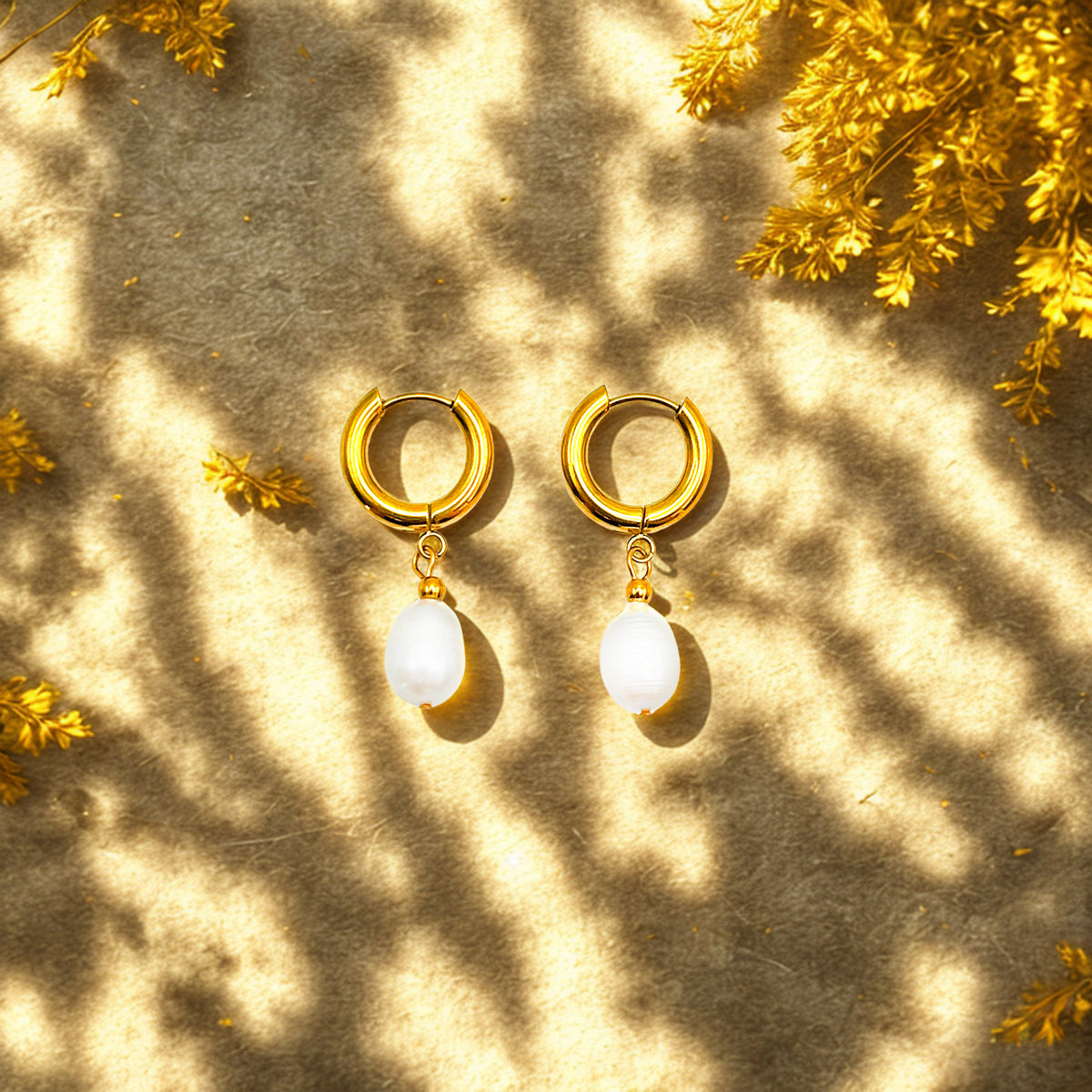 Freshwater Pearl Gold and Silver Earrings