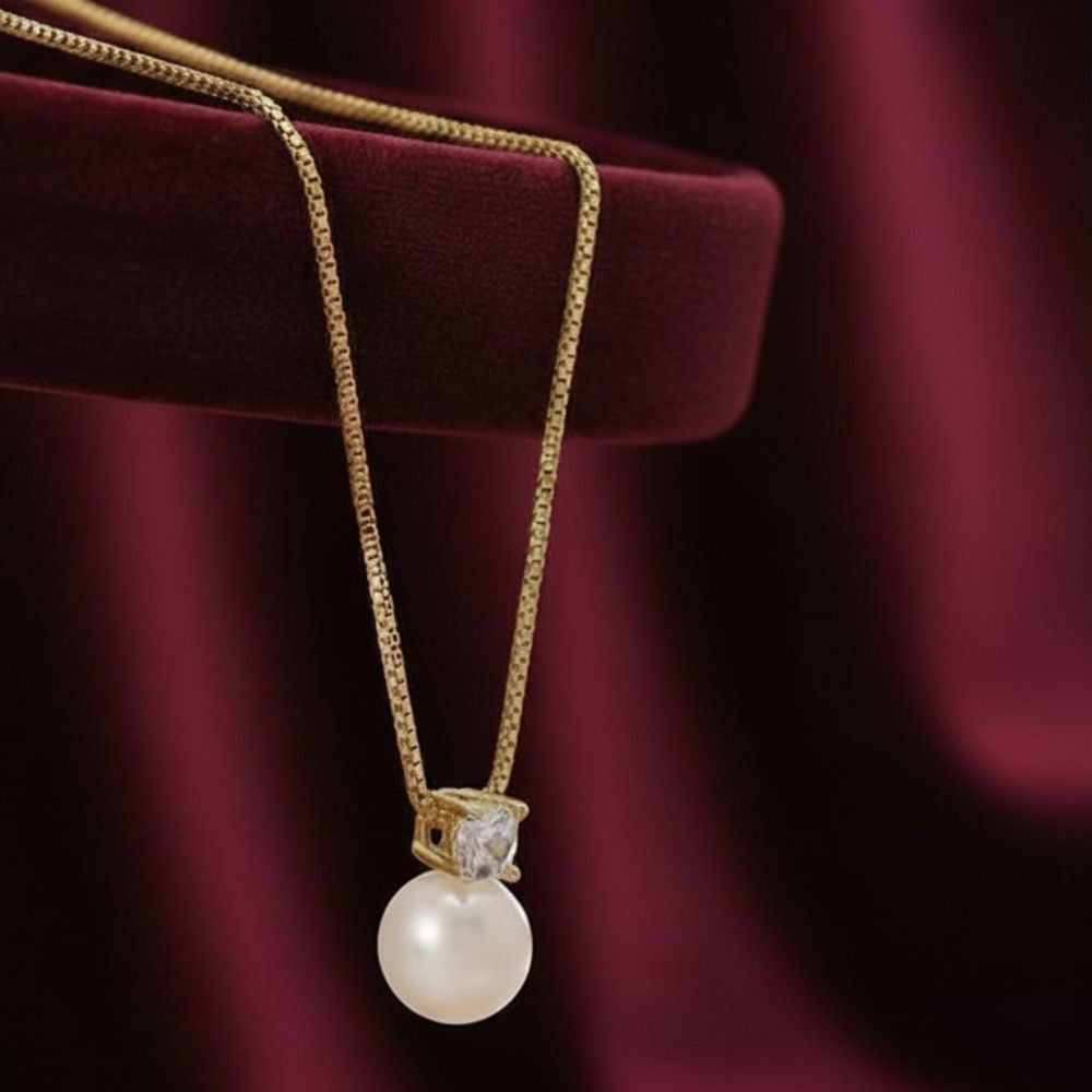 Pearl Classic Zirconia Necklace - Gold