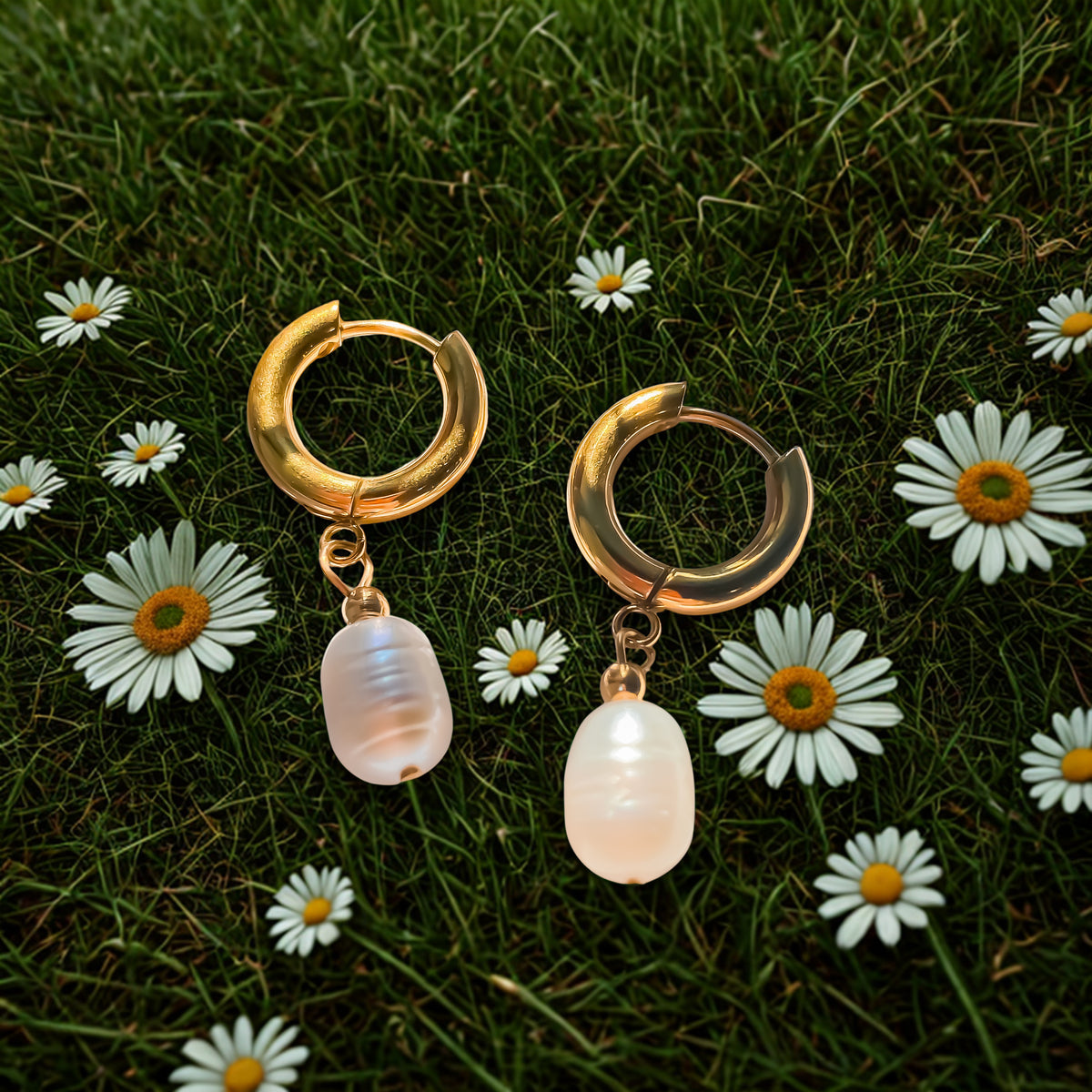 Freshwater Pearl Gold and Silver Earrings
