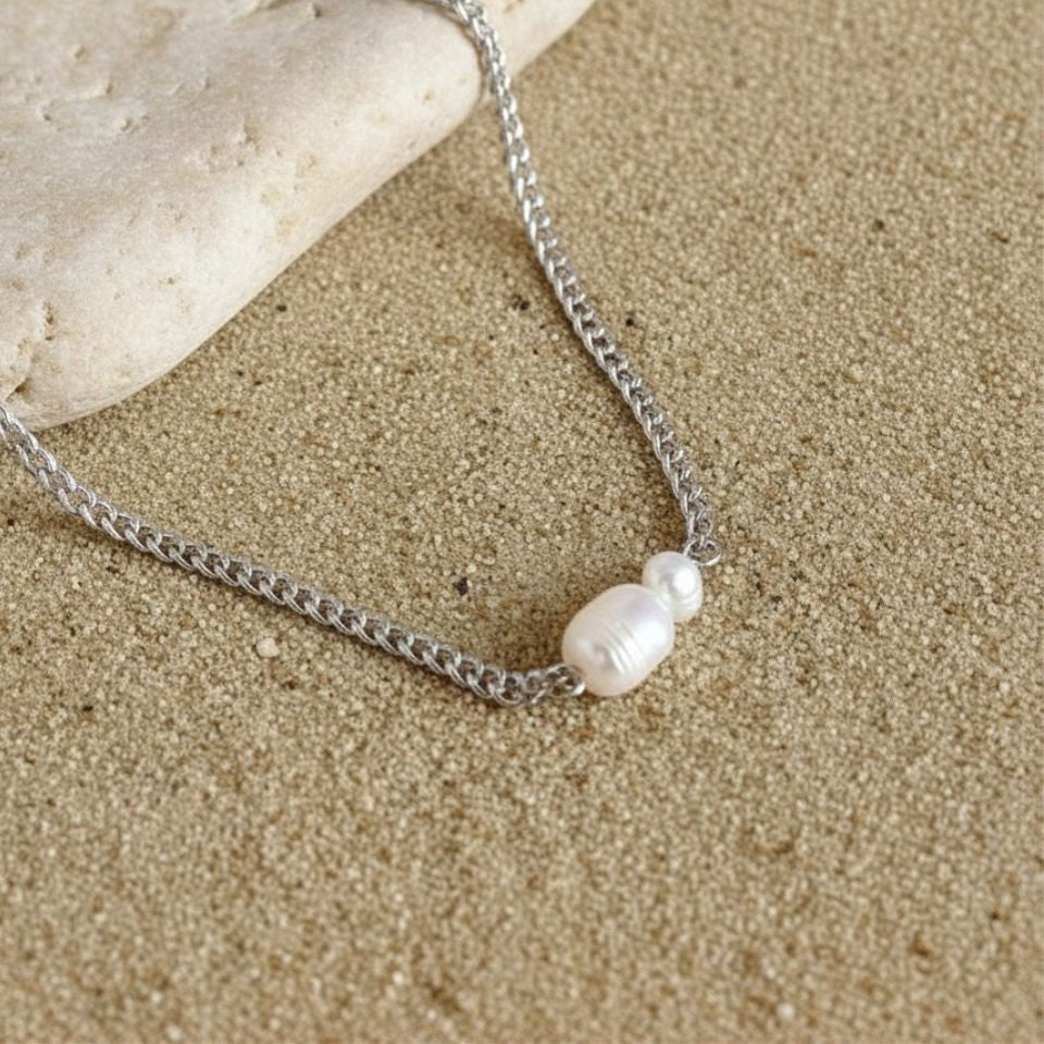 Freshwater Pearl Necklace - Silver