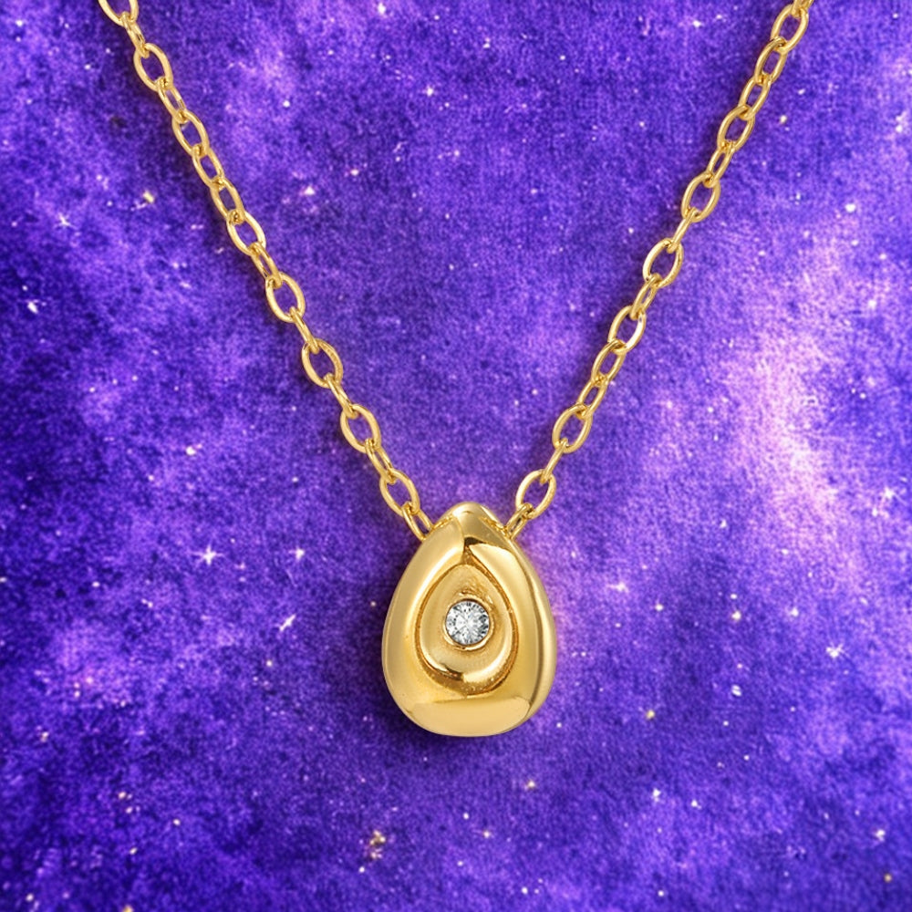 Water Drop Zirconia Necklace - Gold