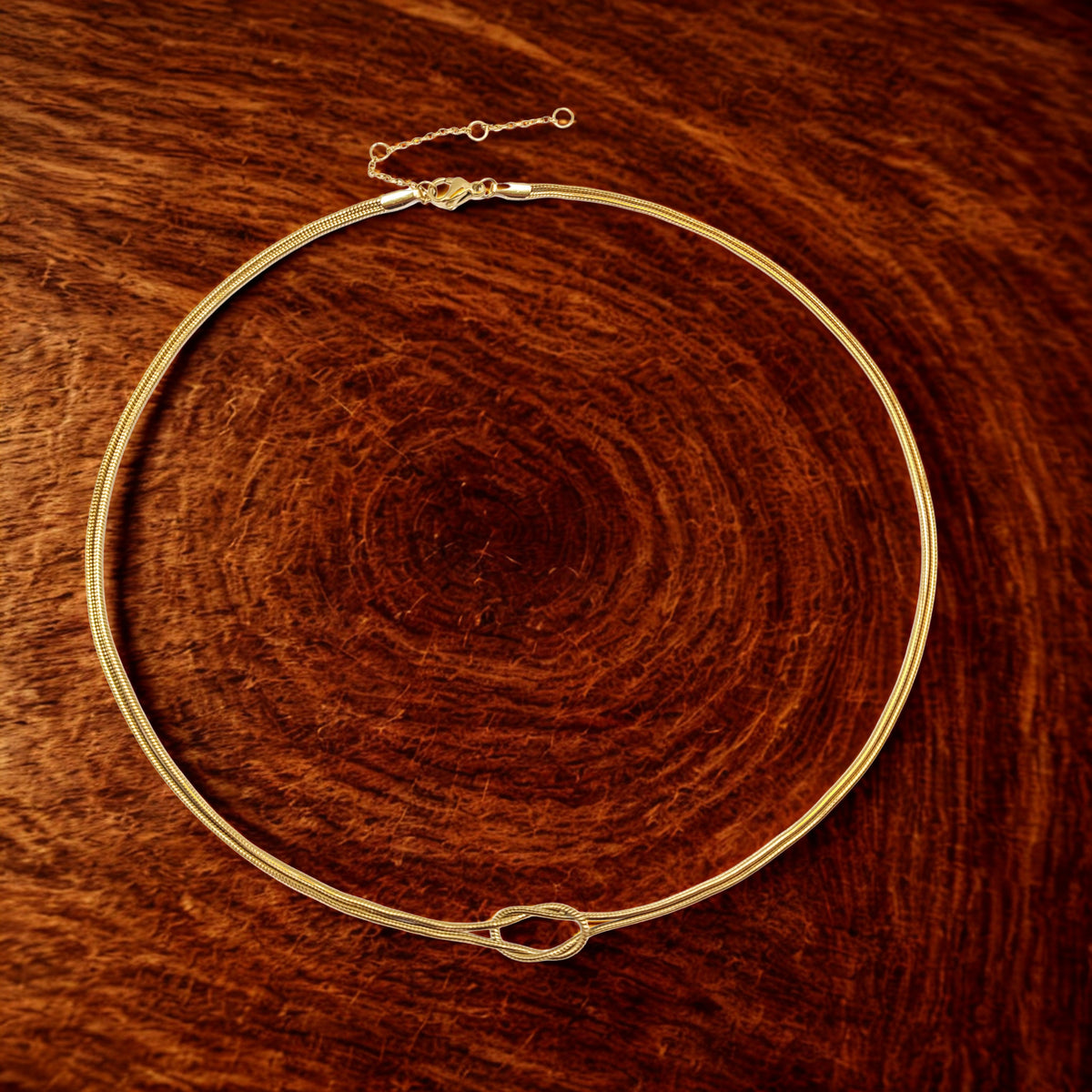 Knotted Snake Chain Necklace - Gold