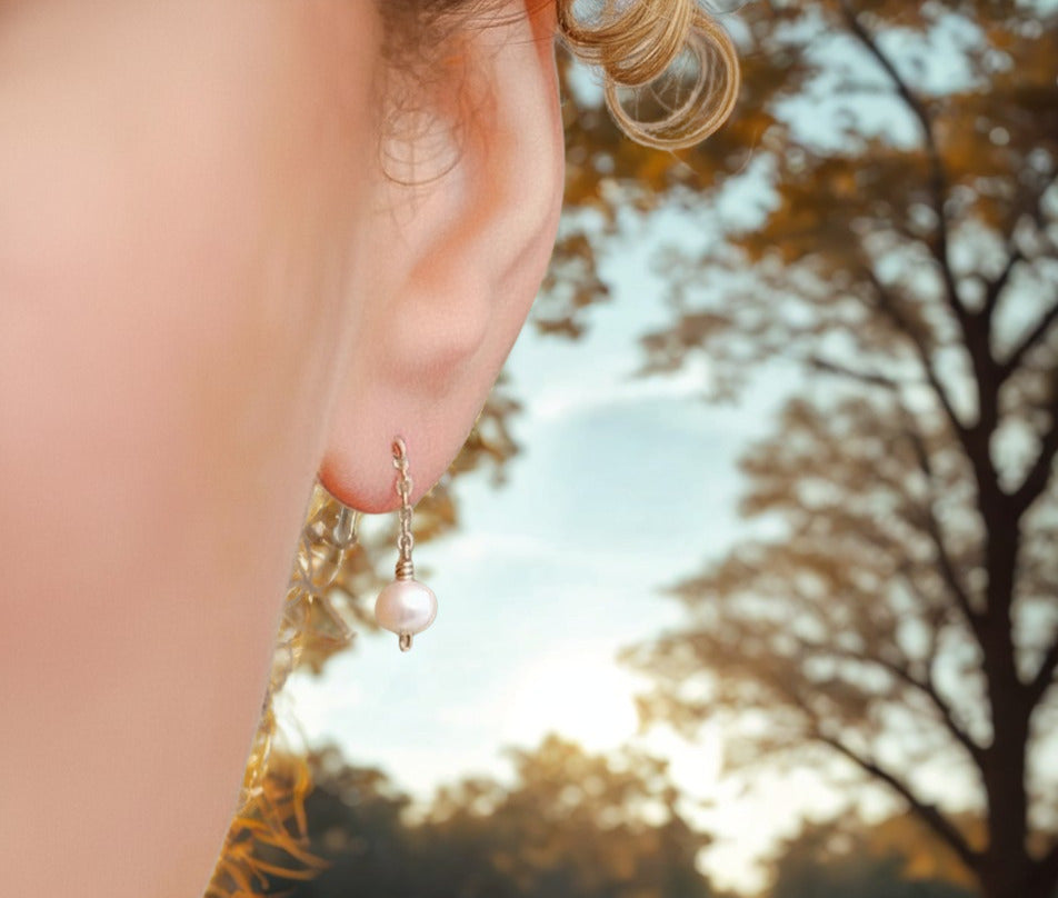 Freshwater Medium Drop Pearls Earrings ... Gold or Silver