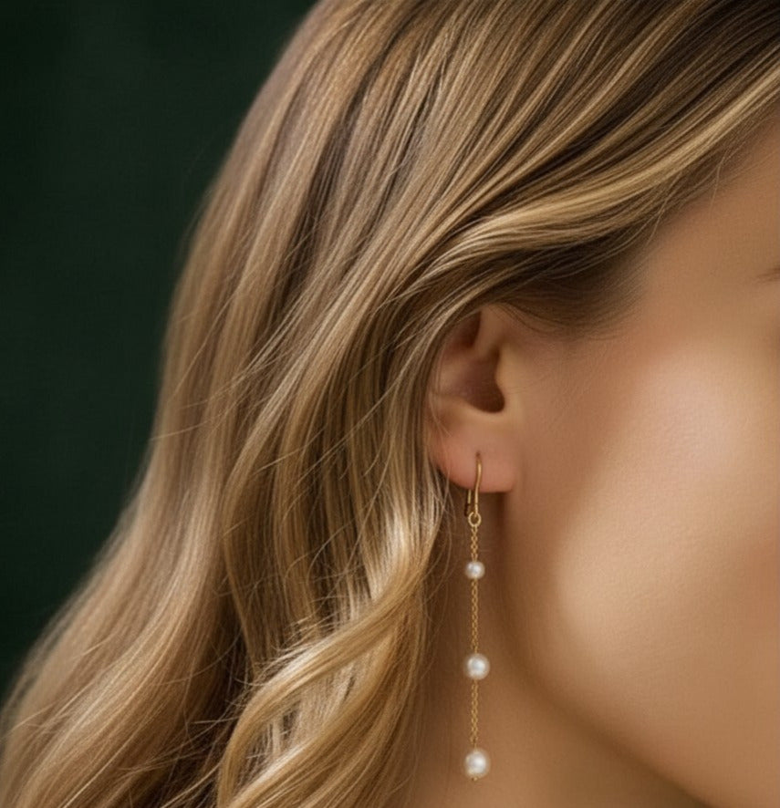 Freshwater Pearl Gold Triplet Set (Necklace, Earrings and Bracelet)