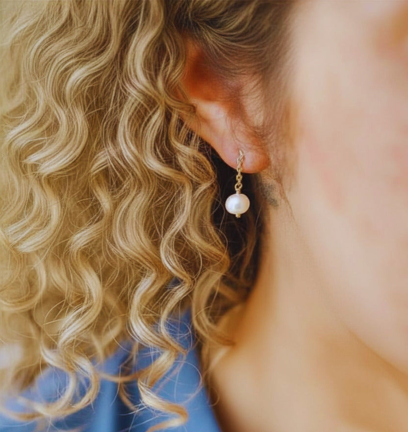 Freshwater Medium Drop Pearls Earrings ... Gold or Silver