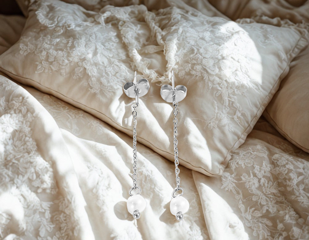 Freshwater Medium Drop Pearls Earrings ... Gold or Silver