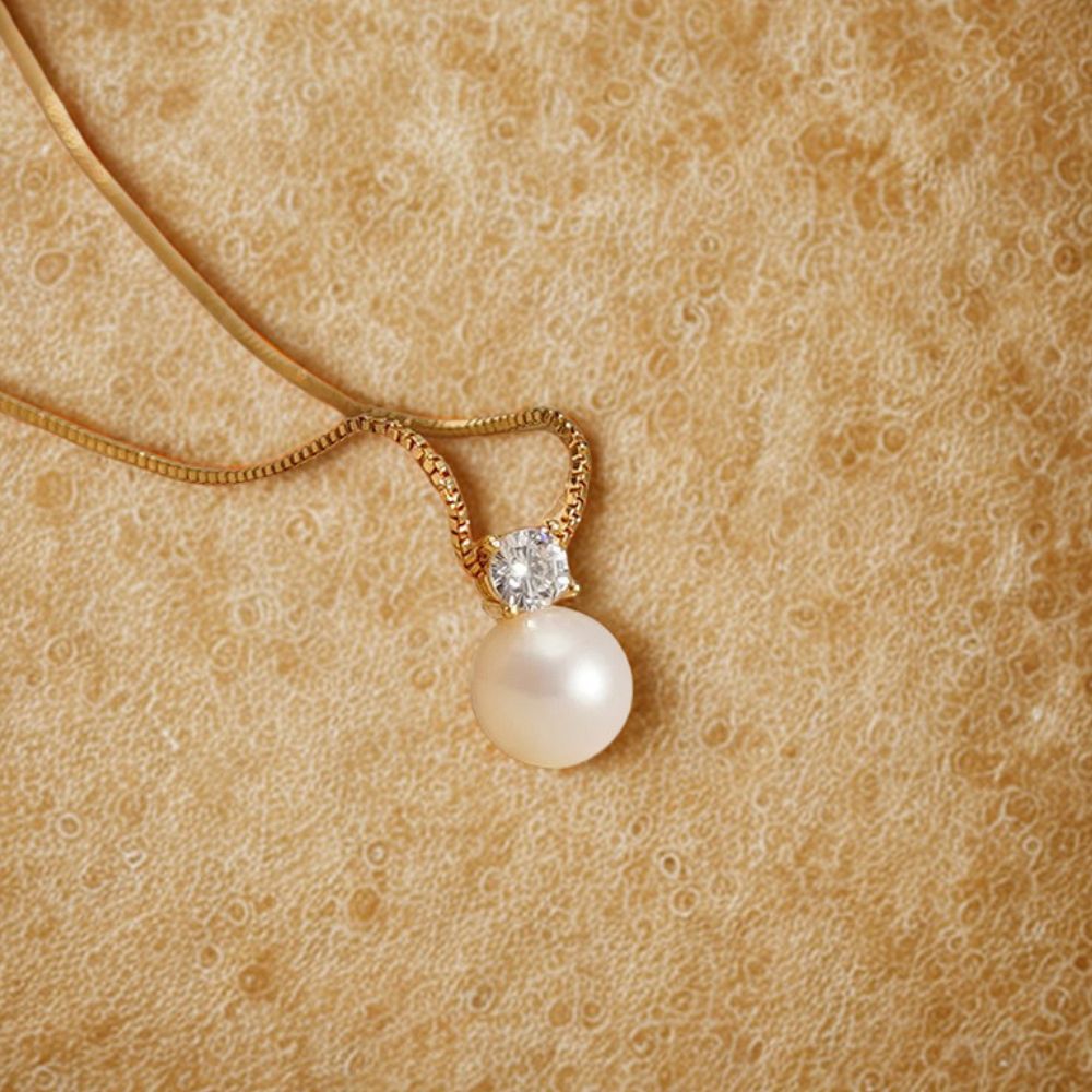 Pearl Classic Zirconia Necklace - Gold