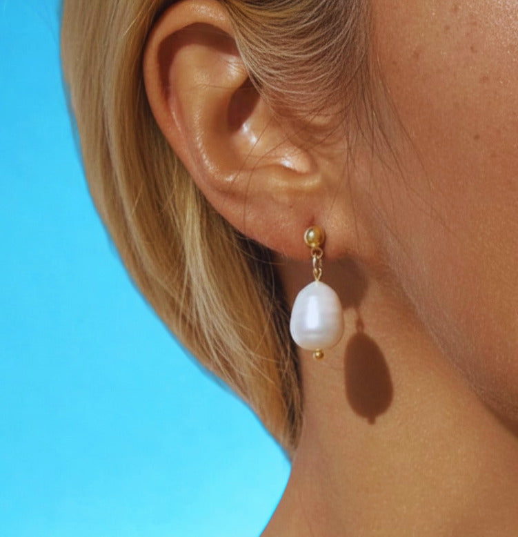 Short Freshwater Pearl Drop Earrings