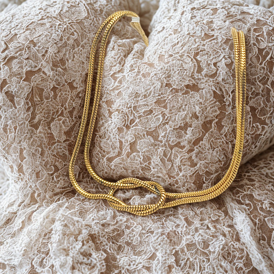 Knotted Snake Chain Necklace - Gold