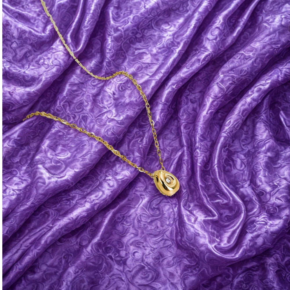 Water Drop Zirconia Necklace - Gold