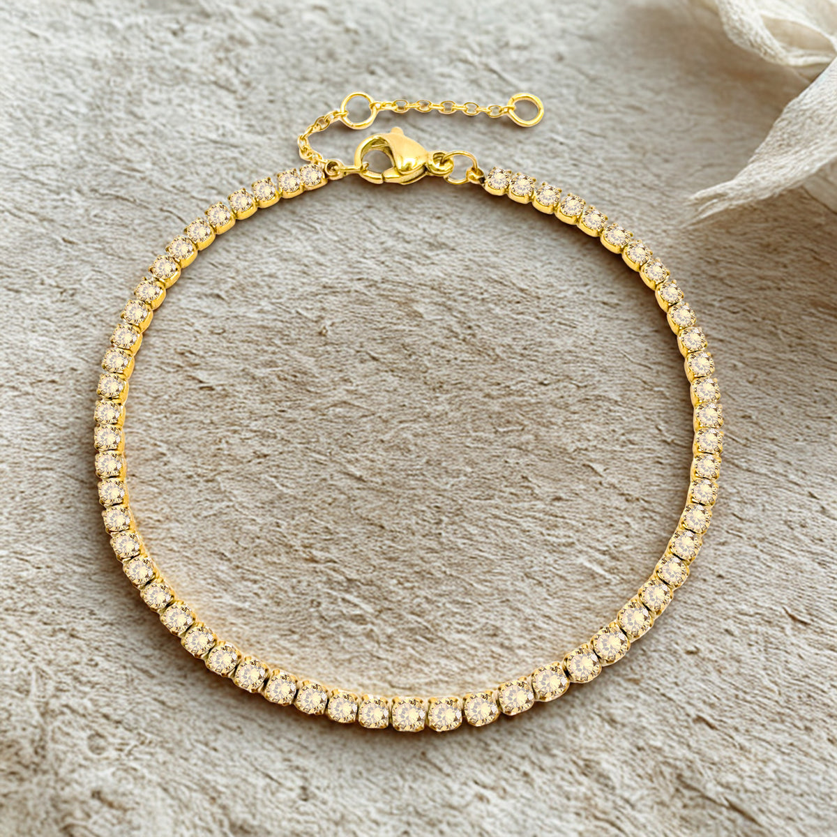 Sparkling White Zirconia Gemstone Bracelet - Gold