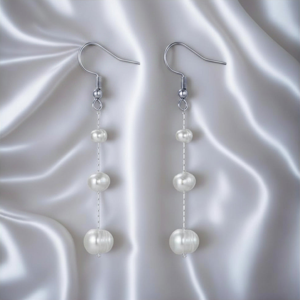 Freshwater Drop Pearl Earrings - Sterling Silver