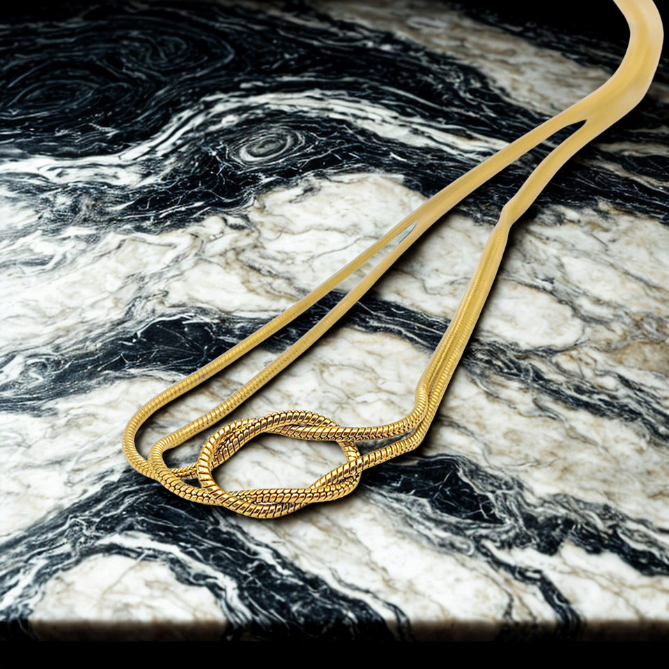 Knotted Snake Chain Necklace - Gold