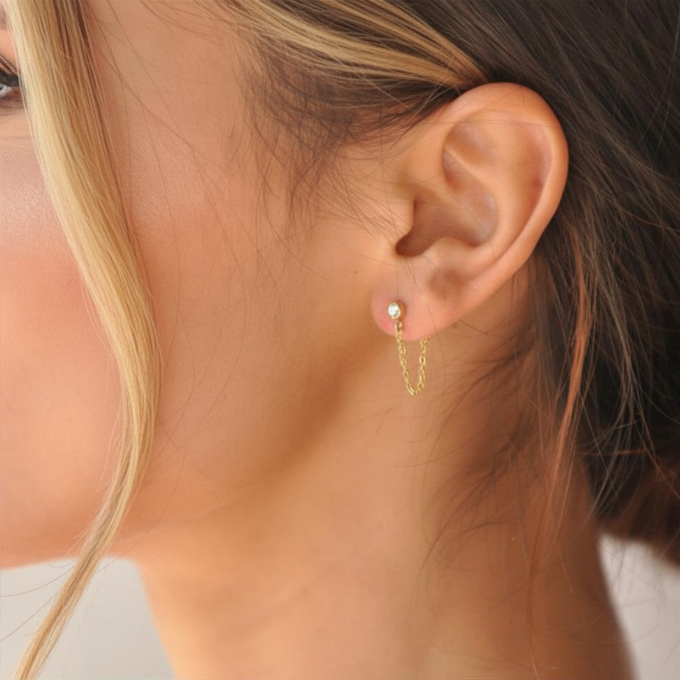 Zirconia Stud Earrings - Gold or Silver