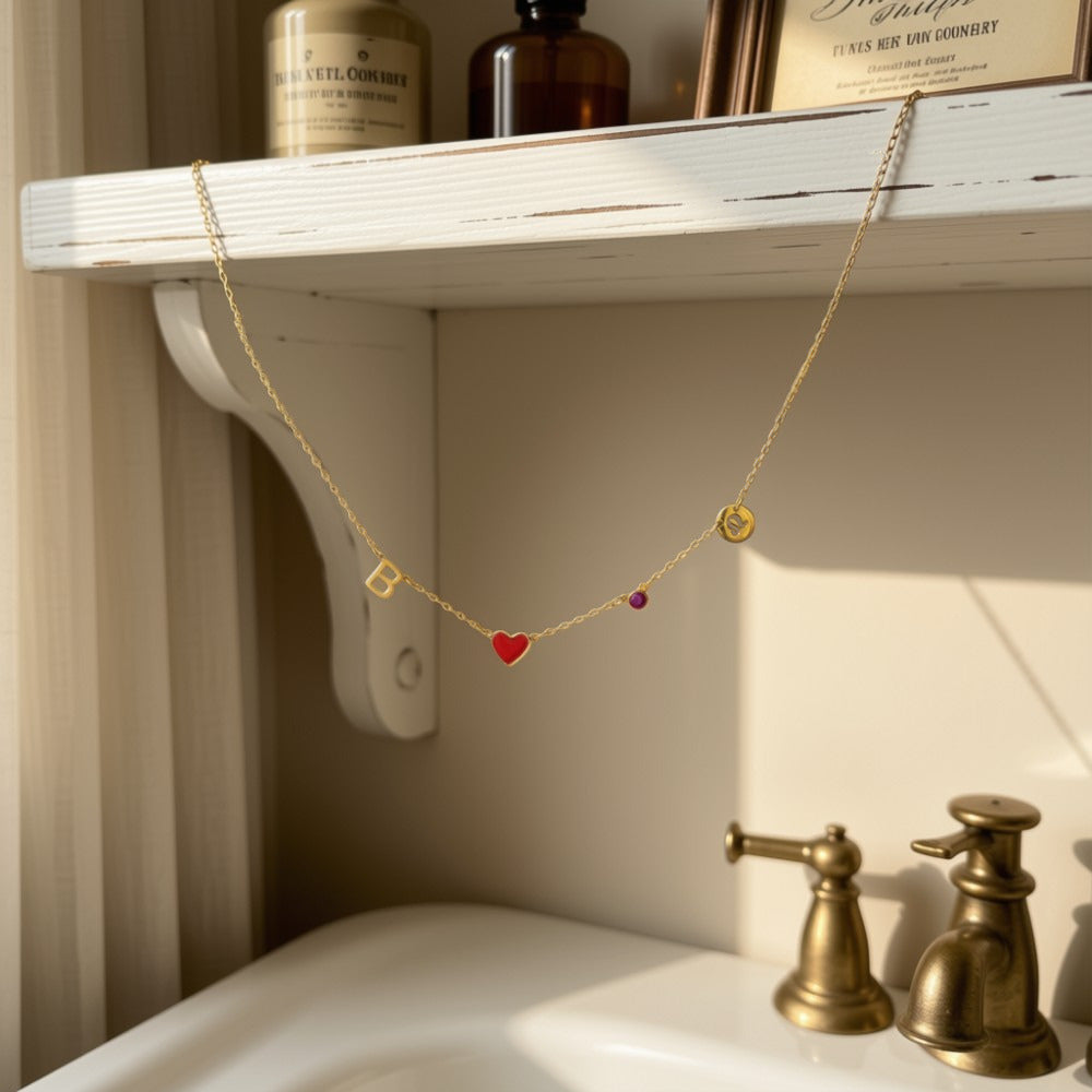 Personalised Letter & Birthstone Necklace