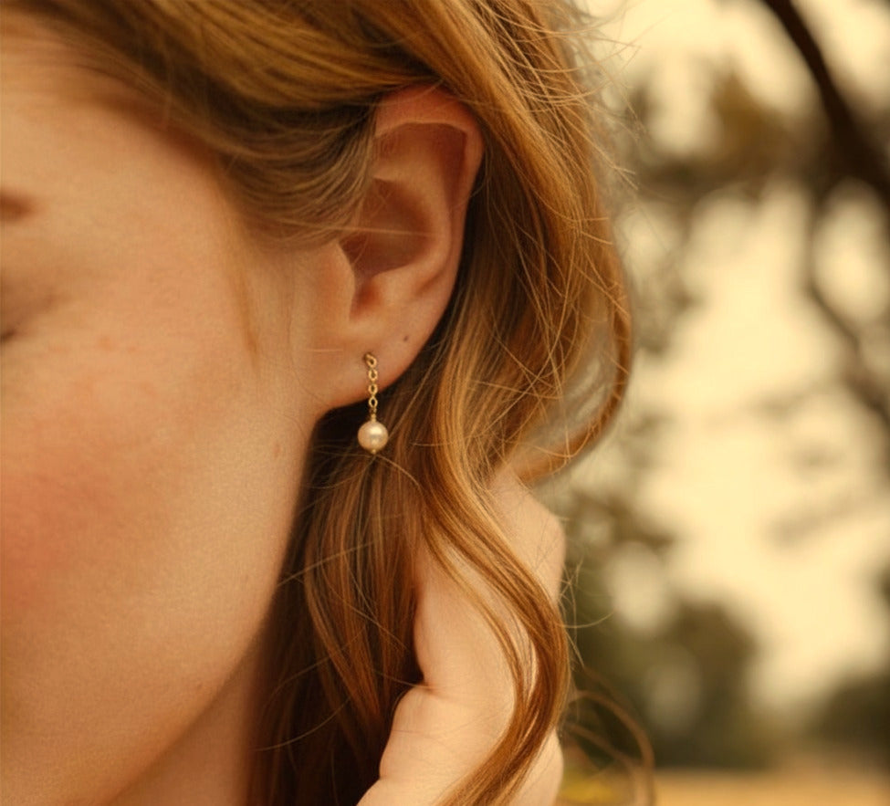 Freshwater Medium Drop Pearls Earrings ... Gold or Silver