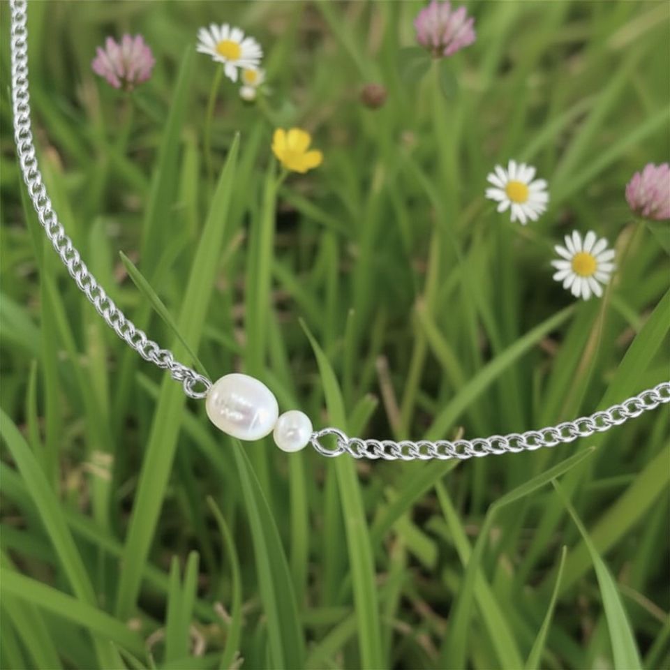Freshwater Pearl Necklace - Silver