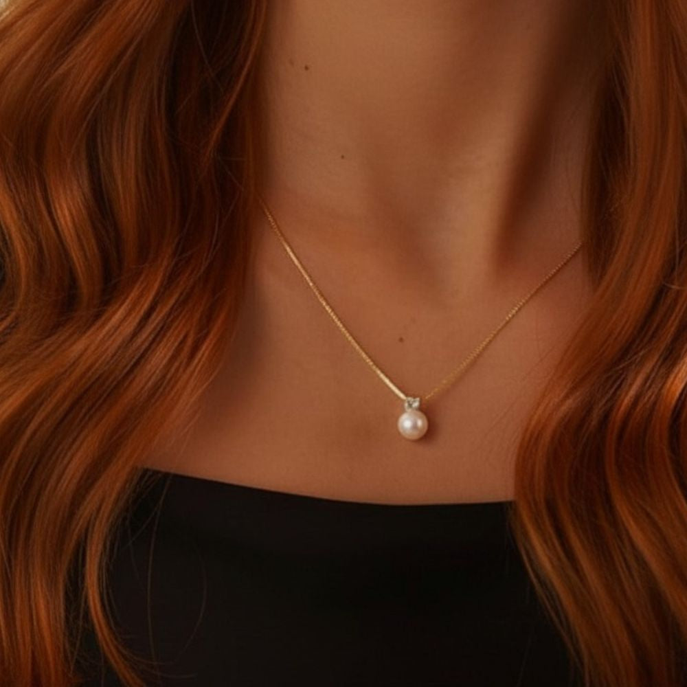 Pearl Classic Zirconia Necklace - Gold