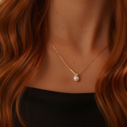 Pearl Classic Zirconia Necklace - Gold