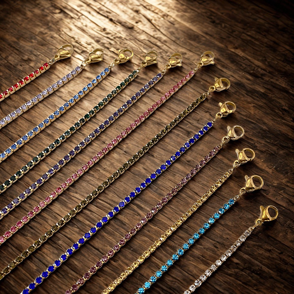Rhinestone Crystal Birthstone Necklace - Gold