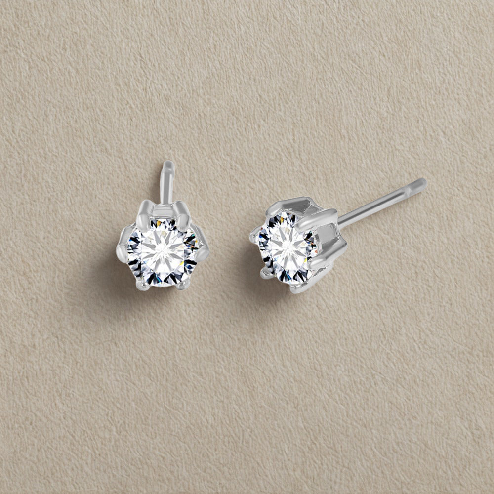 Zircon Stud Earrings - Sterling Silver