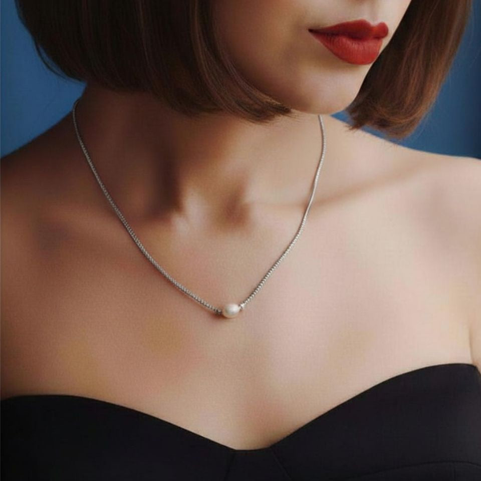 Freshwater Pearl Necklace - Silver