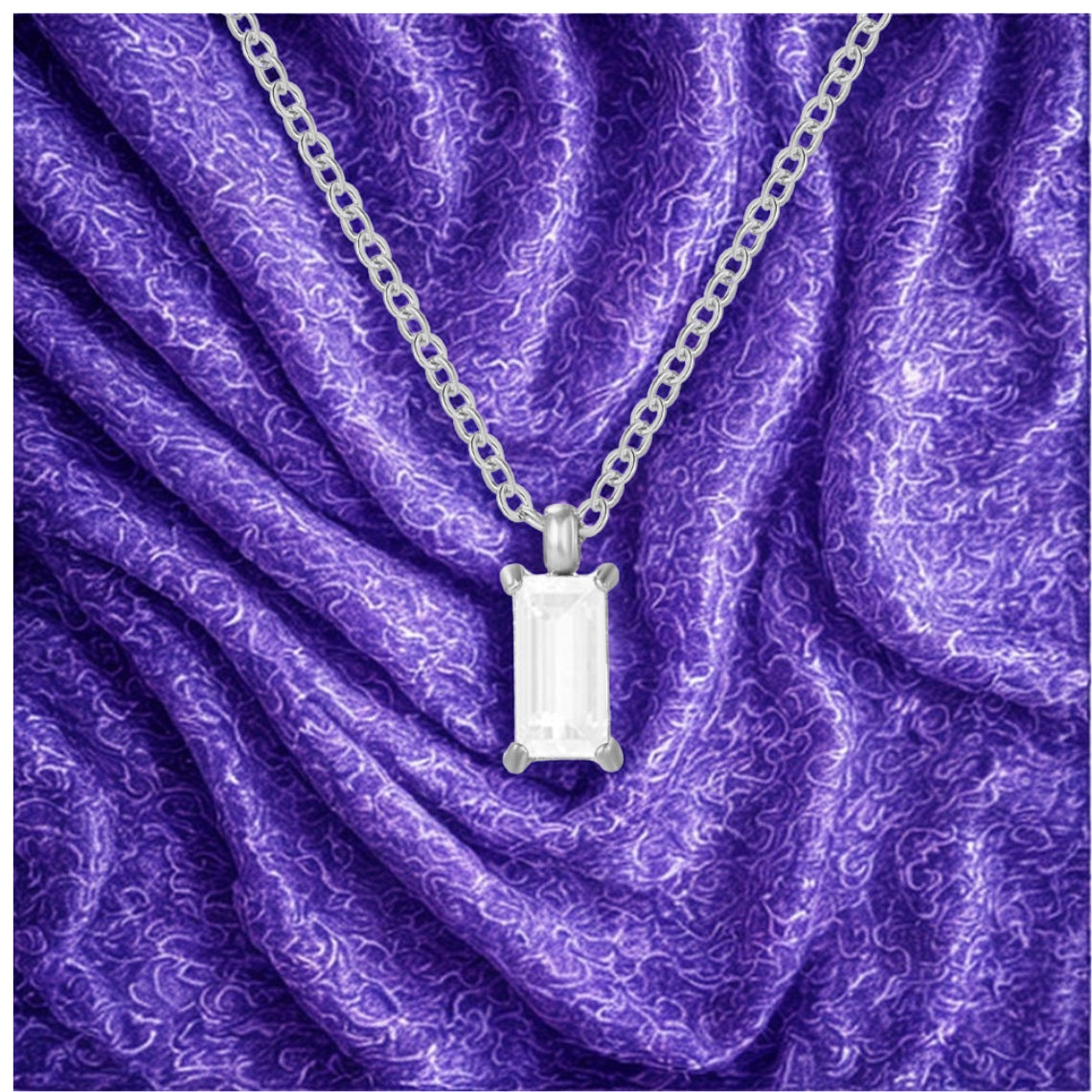 Rectangular Zirconia Necklace - Silver