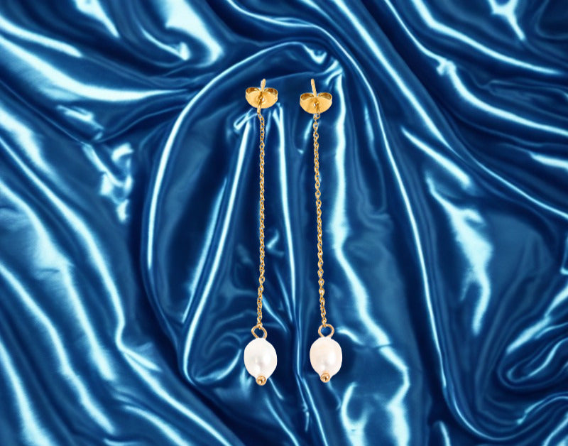Freshwater Pearl Dangle Earrings - Gold, Rose Gold and Silver