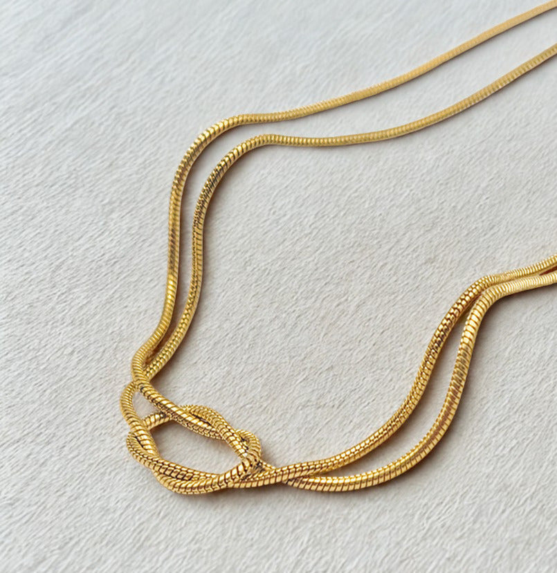 Knotted Snake Chain Necklace - Gold