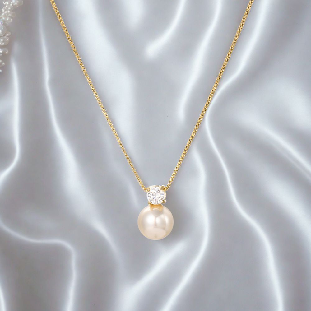 Pearl Classic Zirconia Necklace - Gold
