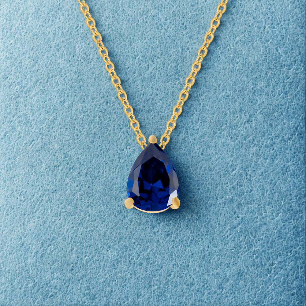 Crystal Teardrop Necklace - Gold - Multi-Coloured Birth Stones