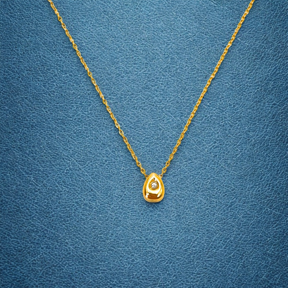Water Drop Zirconia Necklace - Gold