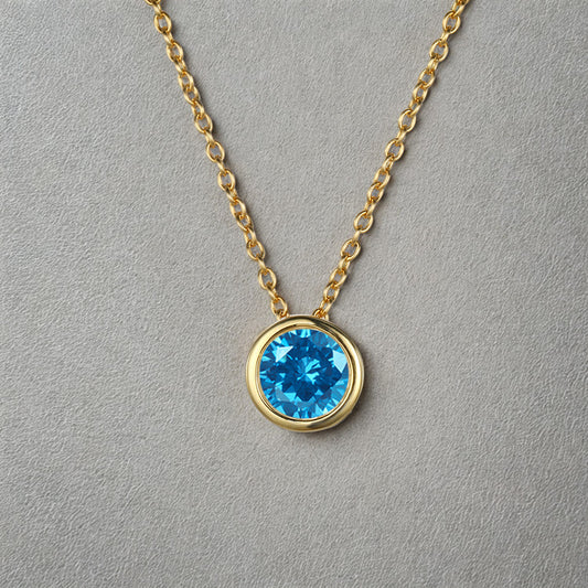 Aquamarin / Dezember (Hellblau) Geburtsstein-Halskette mit Goldkette