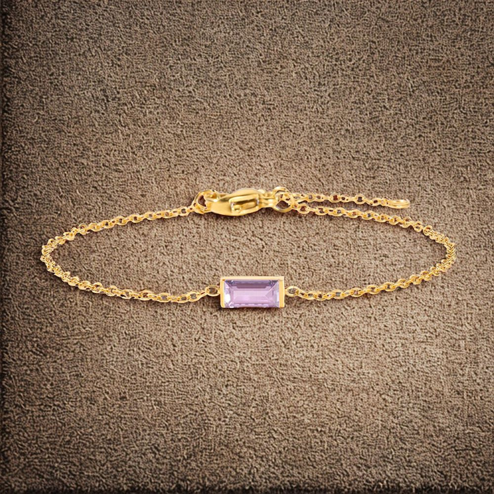 Birthstone Rhinestone Square Bangle Bracelet - Gold