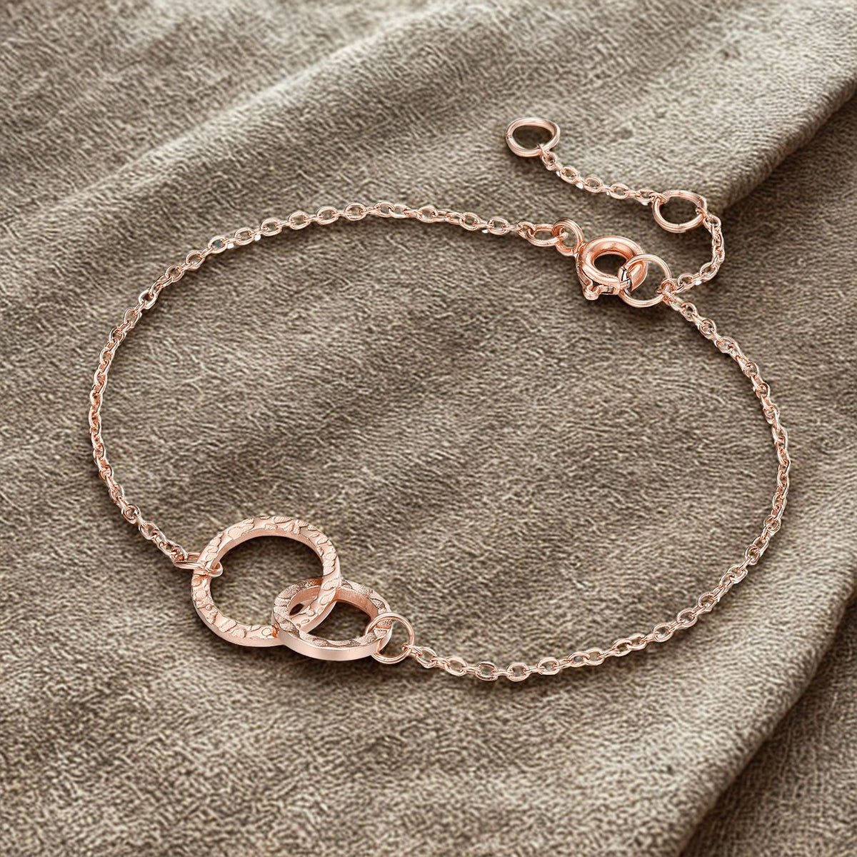 Thin Chained Double Hoop Bracelet - Gold