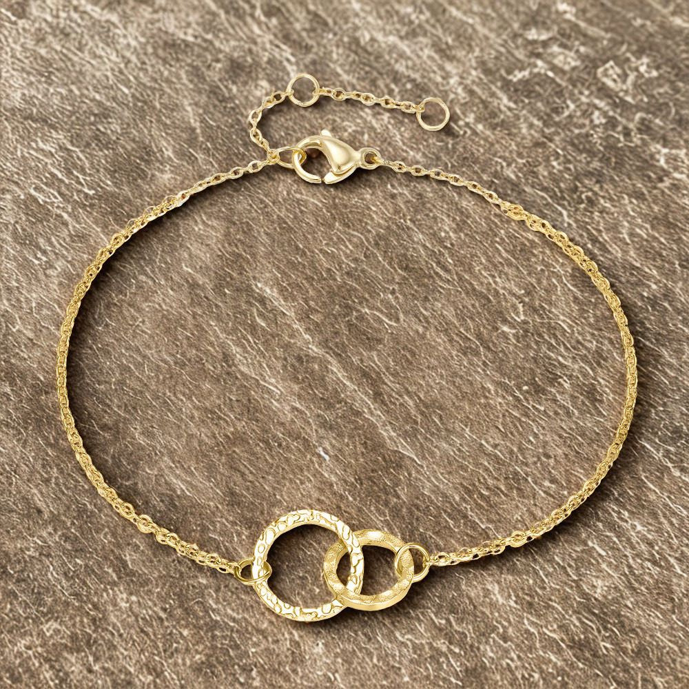 Thin Chained Double Hoop Bracelet - Gold