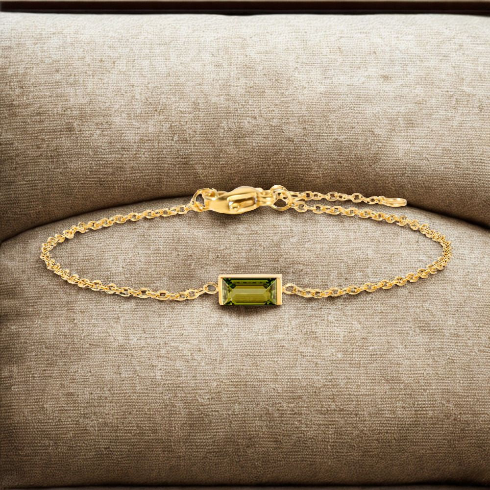Birthstone Rhinestone Square Bangle Bracelet - Gold