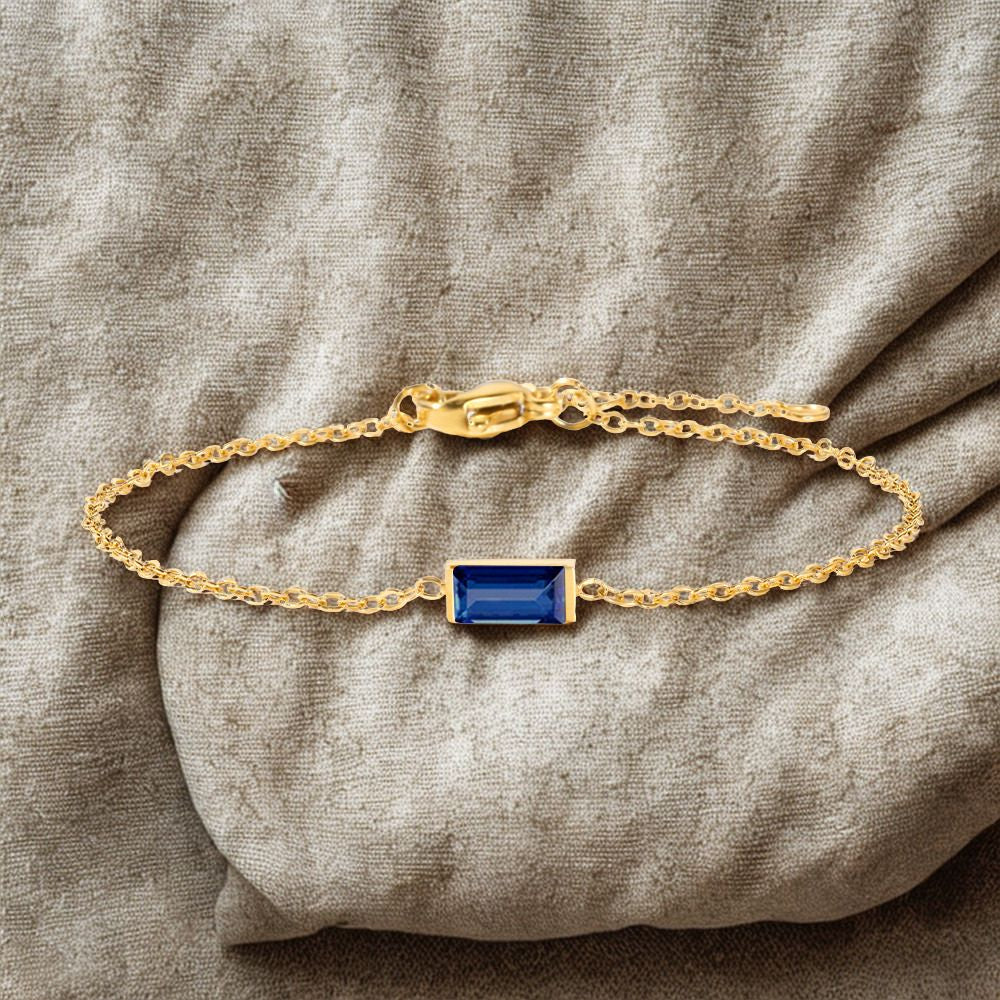 Birthstone Rhinestone Square Bangle Bracelet - Gold