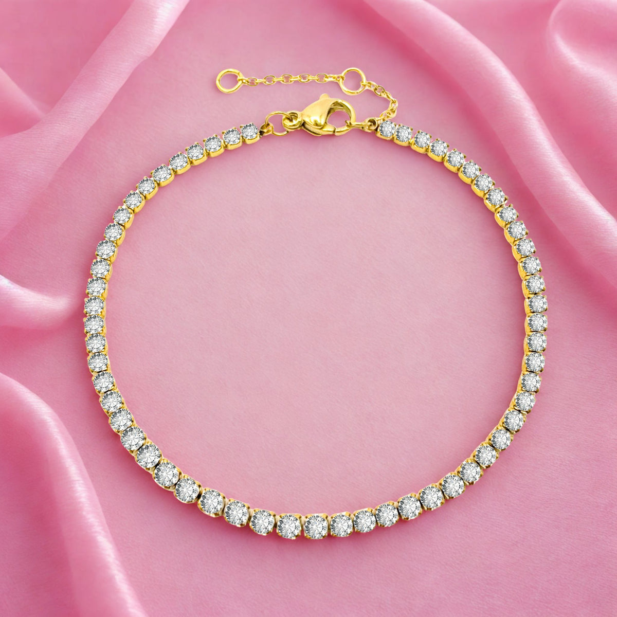 Sparkling White Zirconia Gemstone Bracelet - Gold
