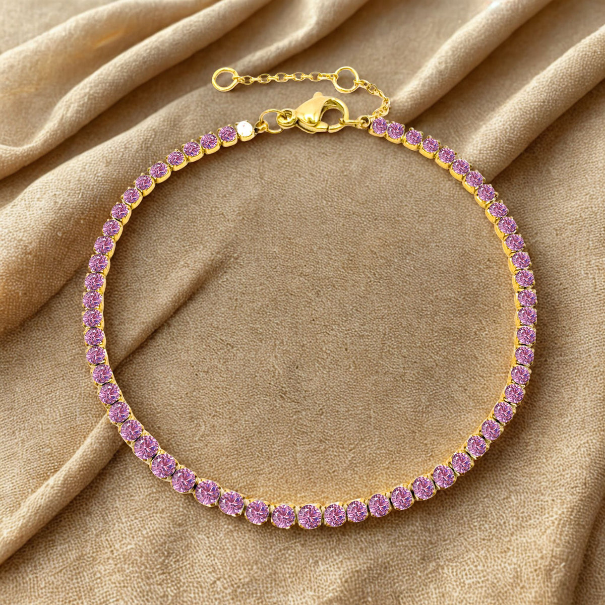 Sparkling White Zirconia Gemstone Bracelet - Gold